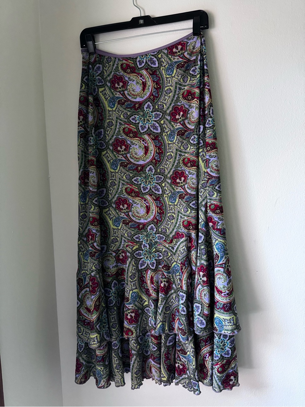 Double D Ranch Paisley Skirt Ruffle Edge Purple Green Red Yellow